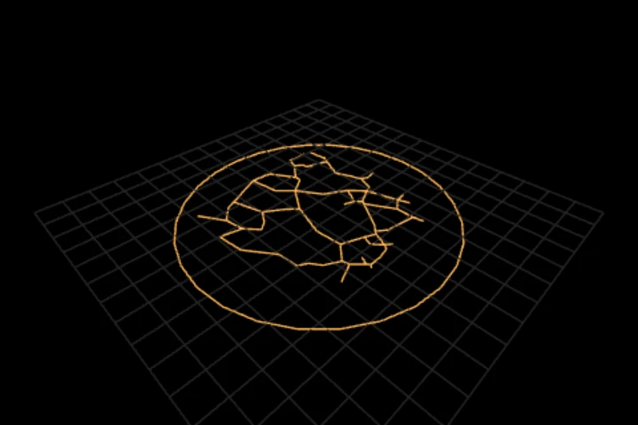 basics-merge-primitives cooked in the editor: join an authored path to a generated network — 98 points