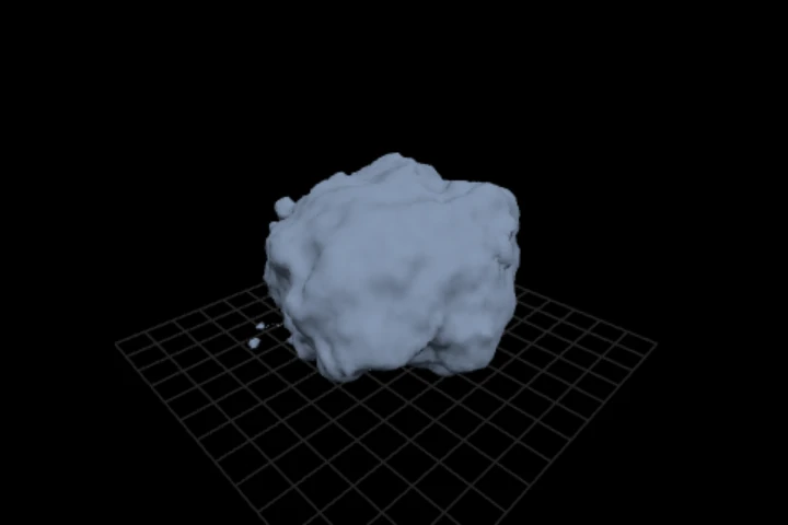 basics-mesh-from-field cooked in the editor: a rock nobody modelled — 144,624 points