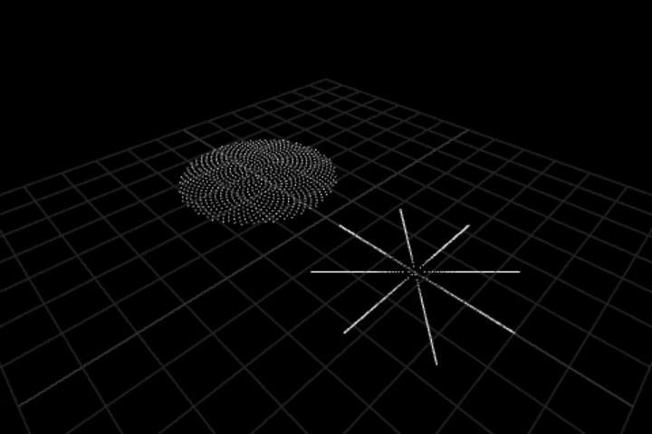 basics-phyllotaxis cooked in the editor: the golden angle packs a disc — 1,600 points