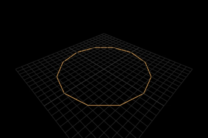 basics-points-to-path cooked in the editor: build a path from a point cloud — 12 points