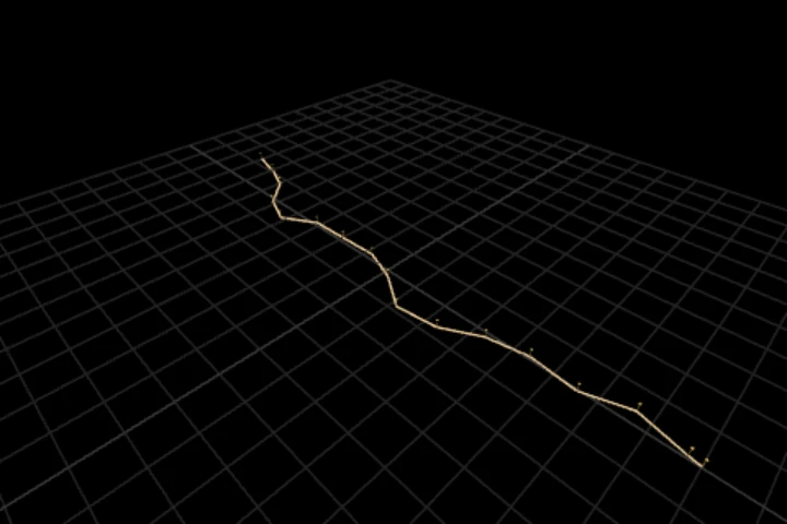 basics-props-along-a-path cooked in the editor: space props evenly along a curve — 0 points, 17 instances