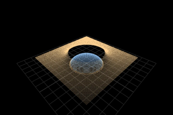 basics-signed-distance cooked in the editor: a signed distance field, and which side of it — 12,321 points
