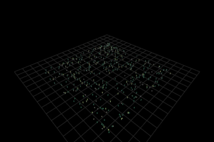 basics-spawn-by-species cooked in the editor: spawn a different asset per point — 0 points, 400 instances