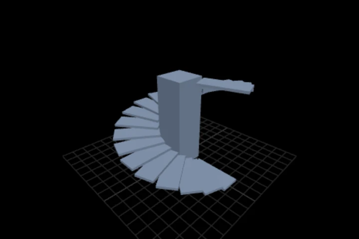 basics-spiral-stair cooked in the editor: treads winding up a helix — 504 points