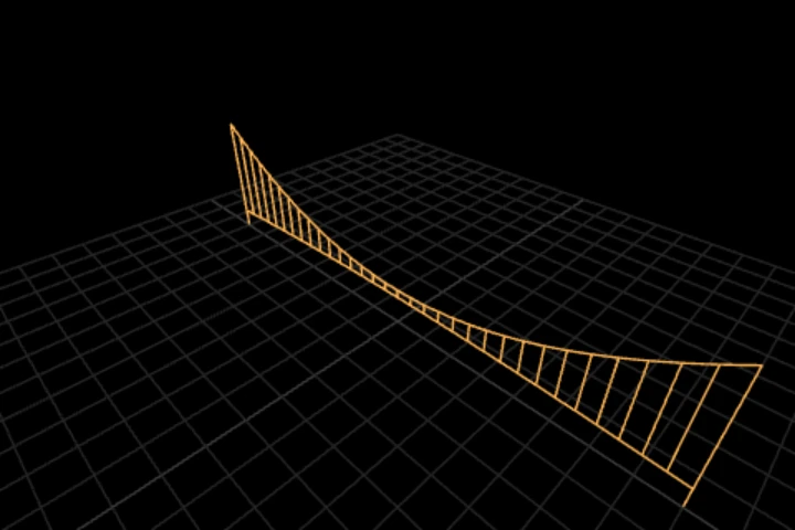 basics-suspension-bridge cooked in the editor: the cable sets every hanger — 196 points