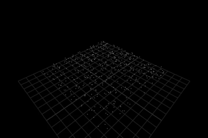 basics-transfer-attribute cooked in the editor: read a value off a surface below each point — 400 points