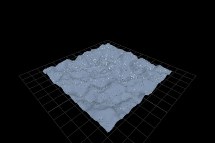 examples-forest cooked in the editor: plant a hillside, thinned by slope and treeline — 4,225 points, 1,806 instances