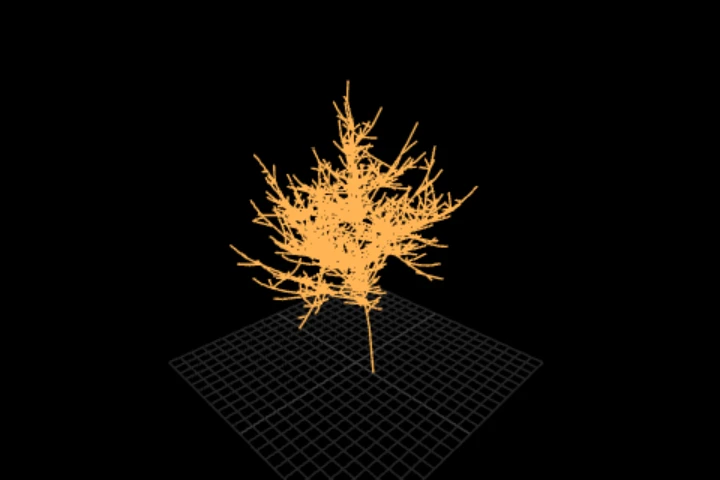 examples-tree cooked in the editor: grow a tree by rewriting a point cloud — 4,213 points